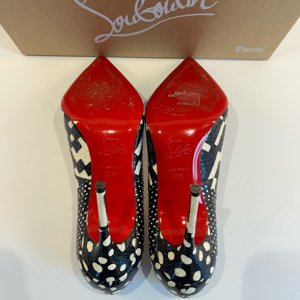 Christian Louboutin Black and White Polka Dot Heels - Picture 6 of 6